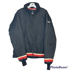 Vintage Yamaha Snow Motorcycle Inside Quilted Bomber Coat Size Large